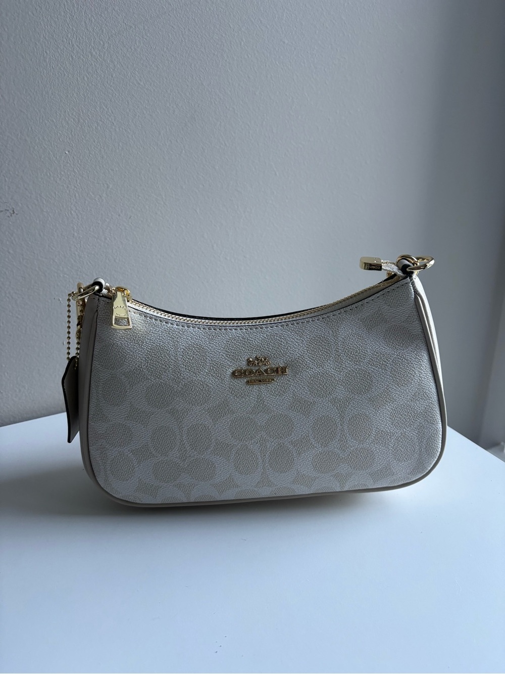 Coach Neutral Signature Mini Shoulder Bag in Beige and Cream